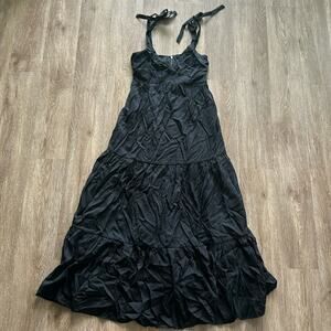 Express Black Tiered Tie Sleeve Maxi Dress Size XS